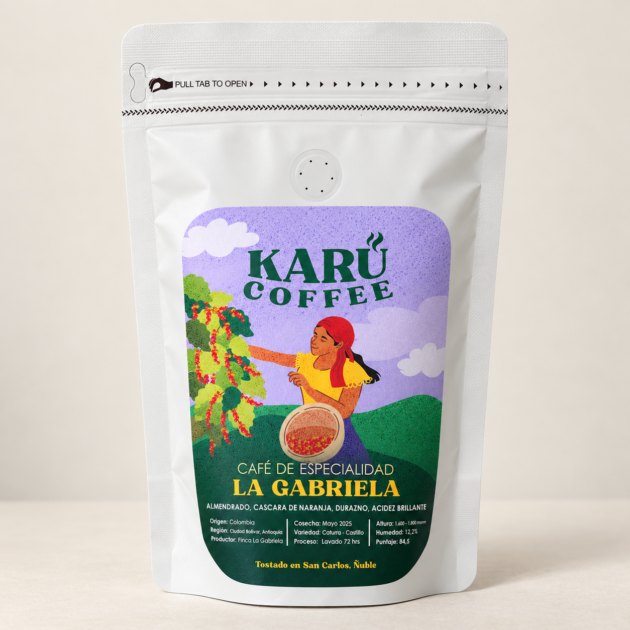 Café Colombia La Gabriela, vista frontal