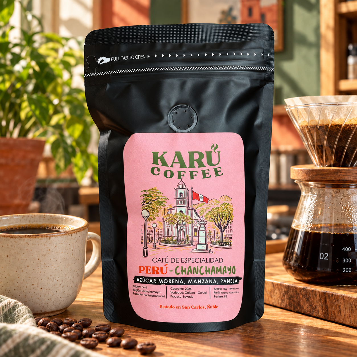 Café Perú Chanchamayo Karü Coffee, filtrado, etiqueta rosada